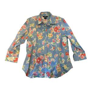 Chaps Petite Med Large Floral Button-Up Shirt Cottage Core Romantic Career